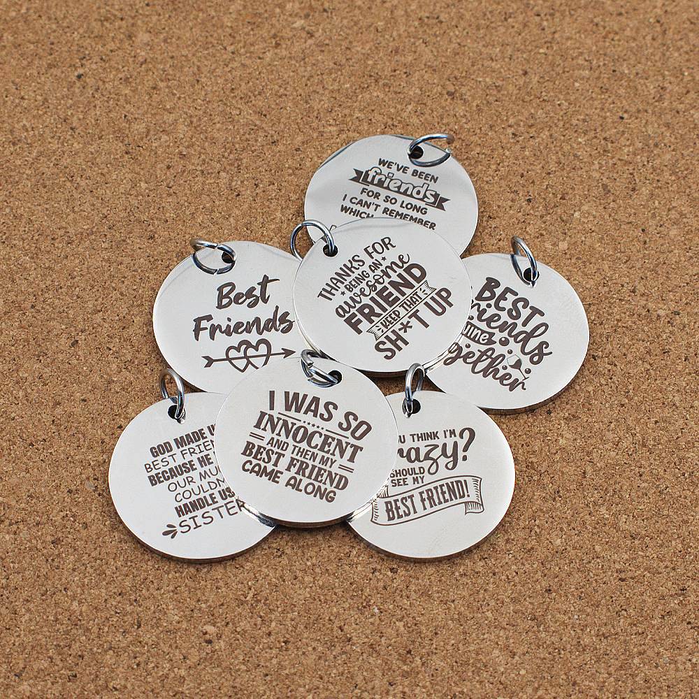Best Friends Engraved Stainless Steel Pendant | Clip On Charm | Necklace