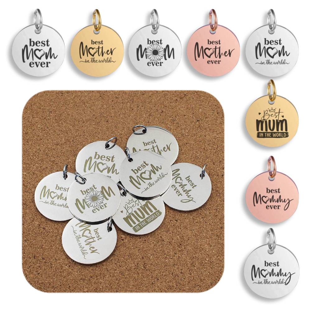 Mum Mother Engraved Stainless Steel Pendant | Clip On Charm | Necklace