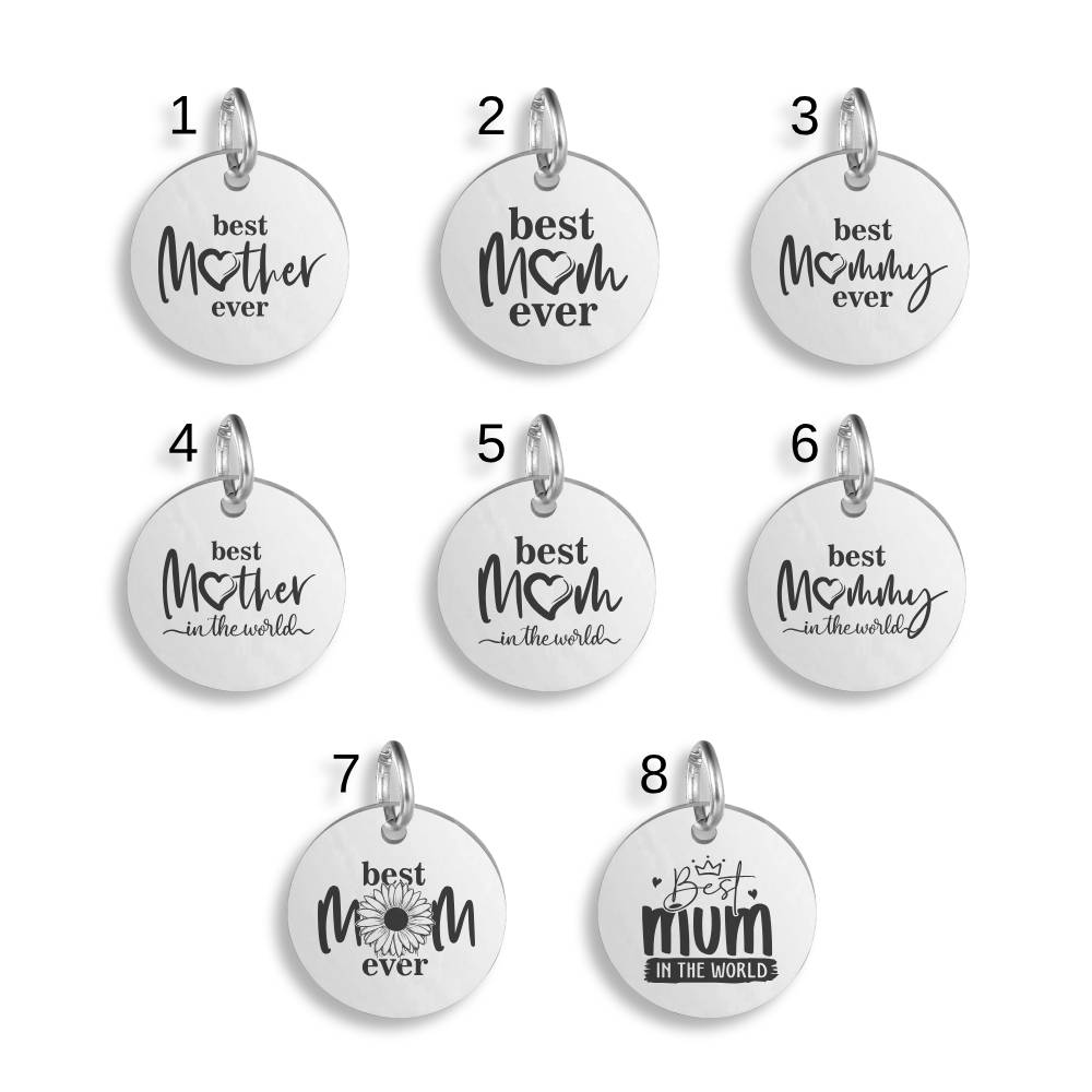 Mum Mother Engraved Stainless Steel Pendant | Clip On Charm | Necklace