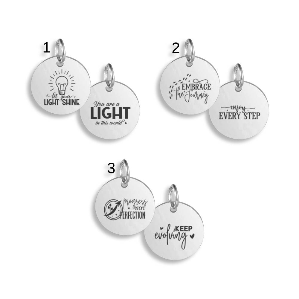 Daily Motivation Pendant Clip On Charm Necklace Stainless Steel Engraved