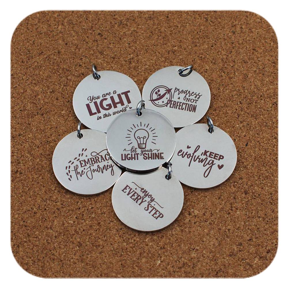 Daily Motivation Pendant Clip On Charm Necklace Stainless Steel Engraved