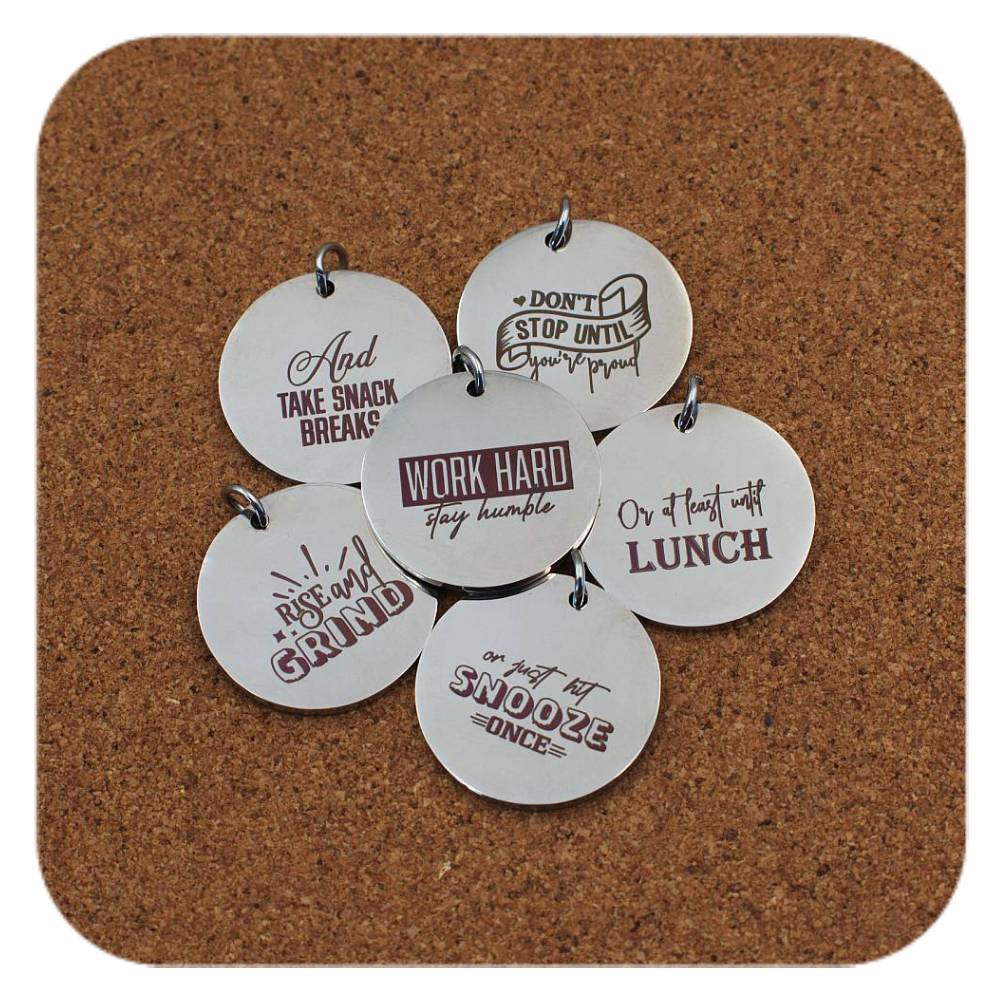 Laugh & Inspire Stainless Steel Engraved Pendant Clip On Charm Necklace