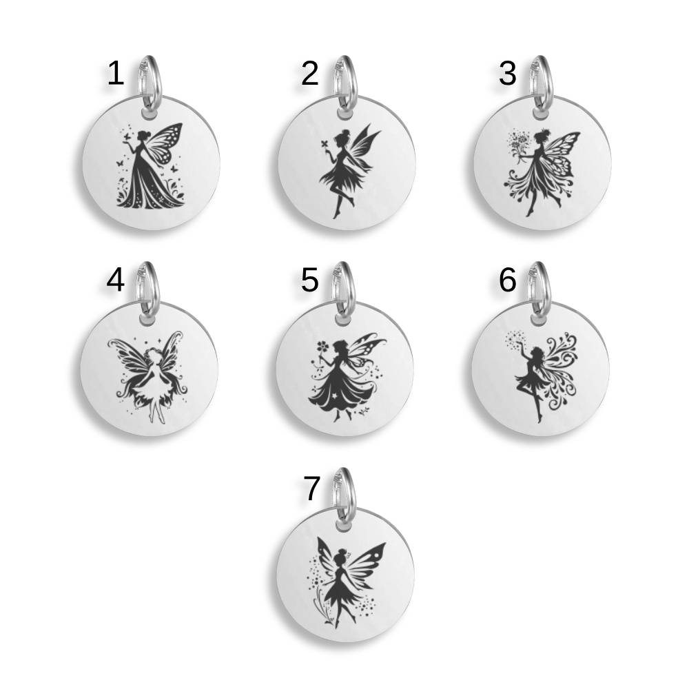 Enchanted Fairy Pendant Clip On Charm Necklace Stainless Steel Custom Engraved
