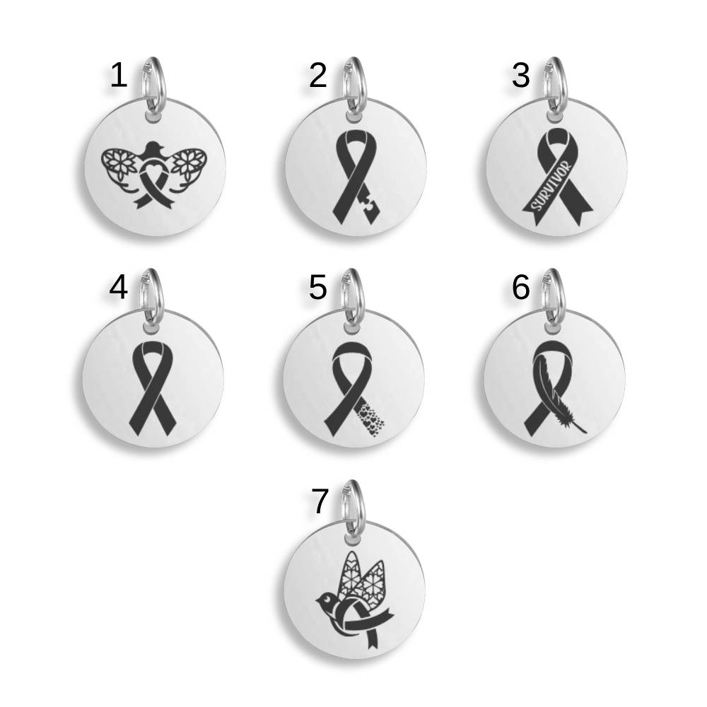 Cancer Awareness Stainless Steel Engraved Pendant Clip On Charm Necklace Custom