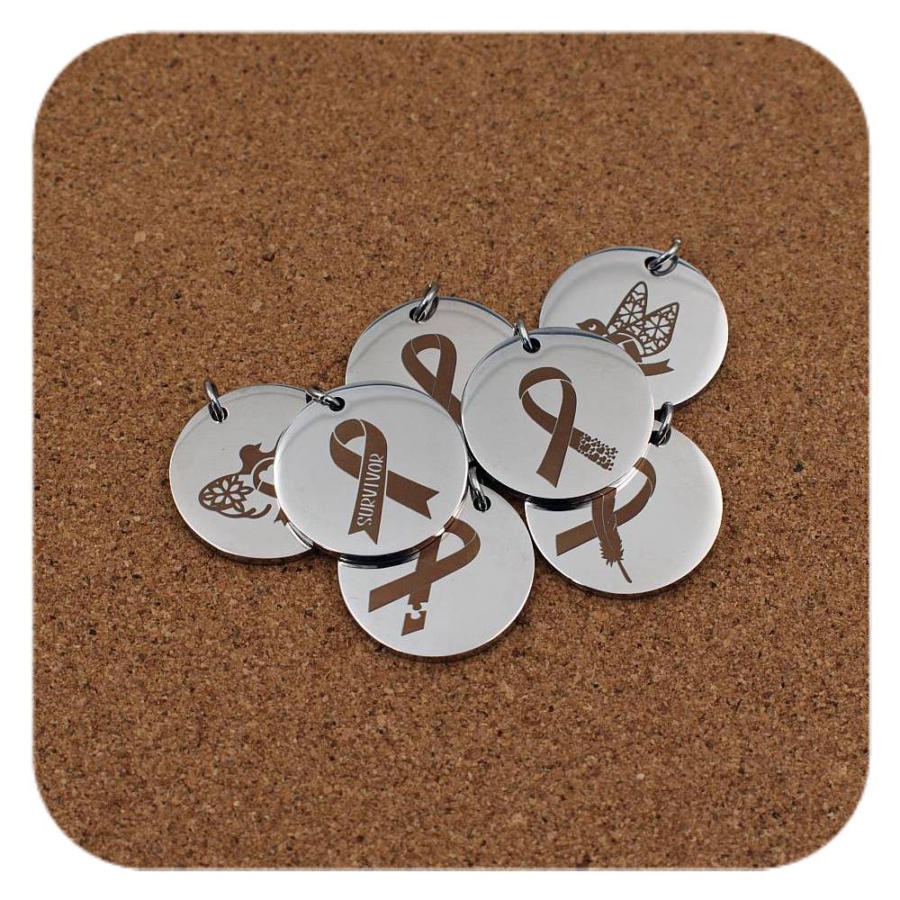 Cancer Awareness Stainless Steel Engraved Pendant Clip On Charm Necklace Custom