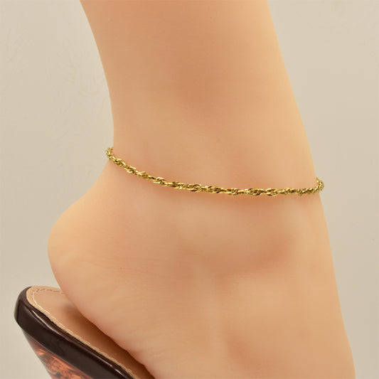 Rope Chain Golden Stainless Steel Anklet