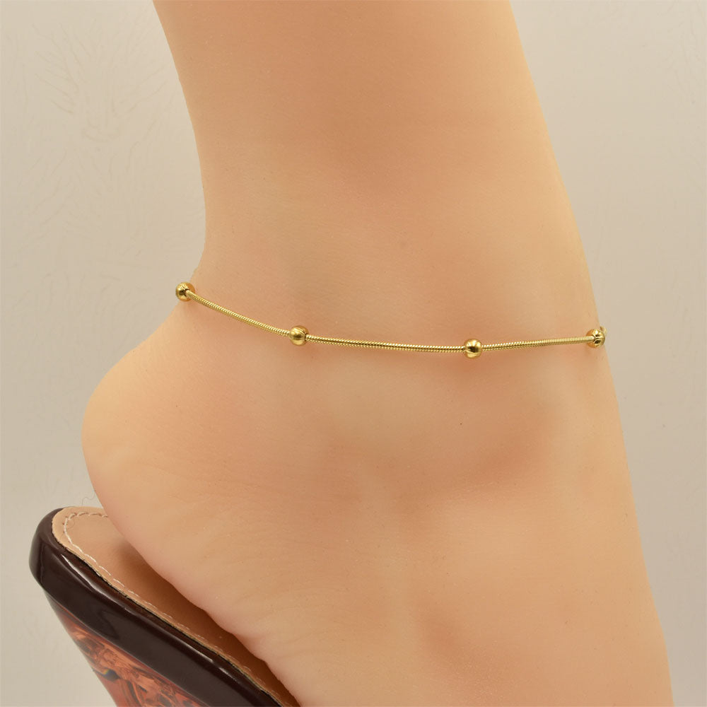 Satellite Snake Chain Golden Stainless Steel Anklet