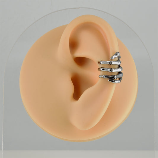 Skeleton Hand Silver Stainless Steel Ear Cuff