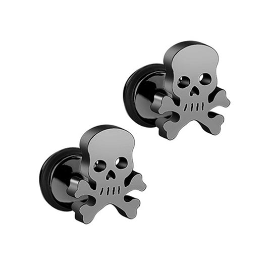 Skull Black Stainless Steel Stud Earrings