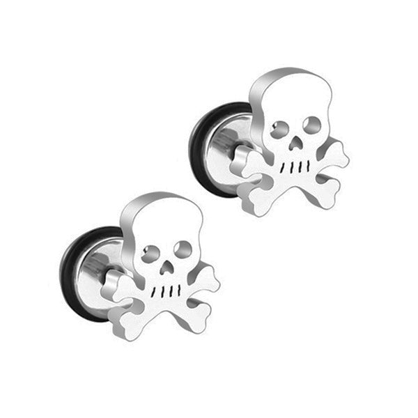 Skull Silver Stainless Steel Stud Earrings