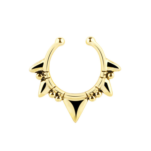 Spikes Golden Stainless Steel Fake Septum Nose Ring