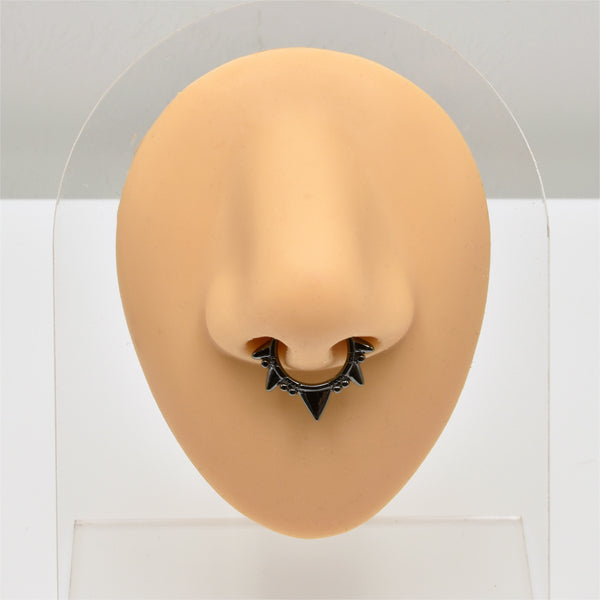 Spikes Gunmetal Stainless Steel Fake Septum Nose Ring