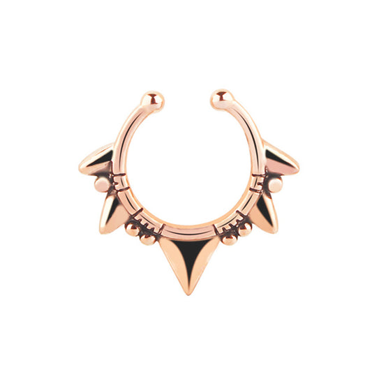 Spikes Rose Gold Stainless Steel Fake Septum Nose Ring