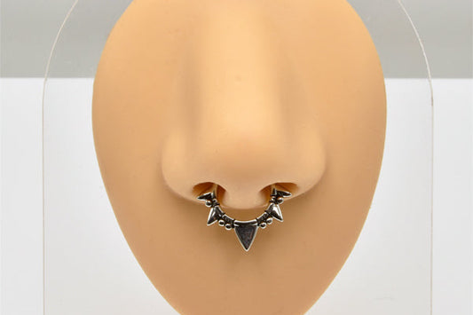 Spikes Silver Stainless Steel Fake Septum Nose Ring