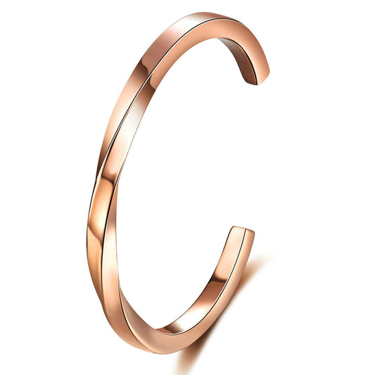 Single Twist Rose Gold Stainless Steel Bangle