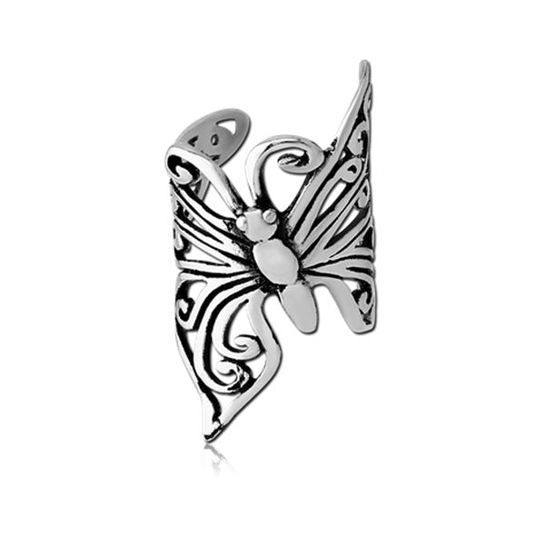 Butterfly Silver Stainless Steel Ear Cuff