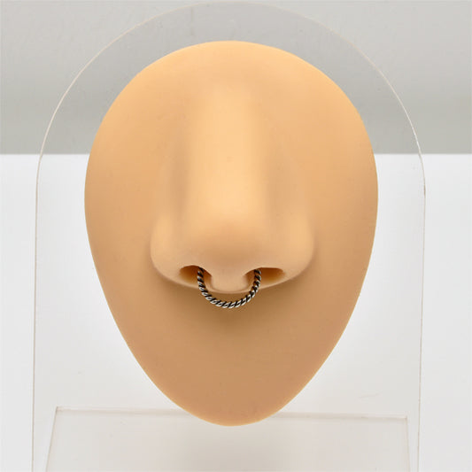 Twisted Rope Silver Stainless Steel Fake Septum Nose Ring