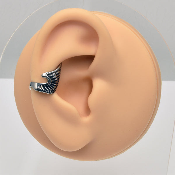 Wings Silver Stainless Steel Ear Cuff