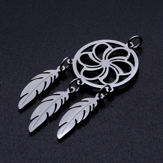 silver dreamcatcher stainless steel charms