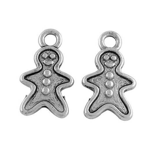 metal gingerbread man antique silver charms pendants