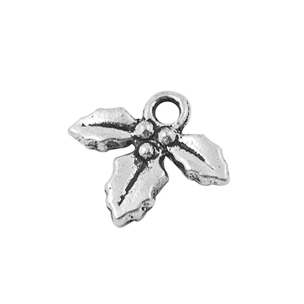 holly berry leaf antique silver charms 15 pack pendants
