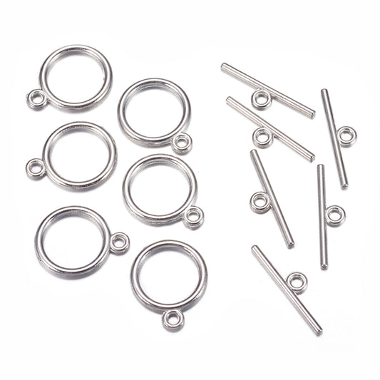 Platinum alloy toggle clasp sets for jewellery making and craft projects