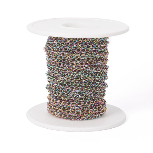 stainless steel curb chain 1 metre rainbow