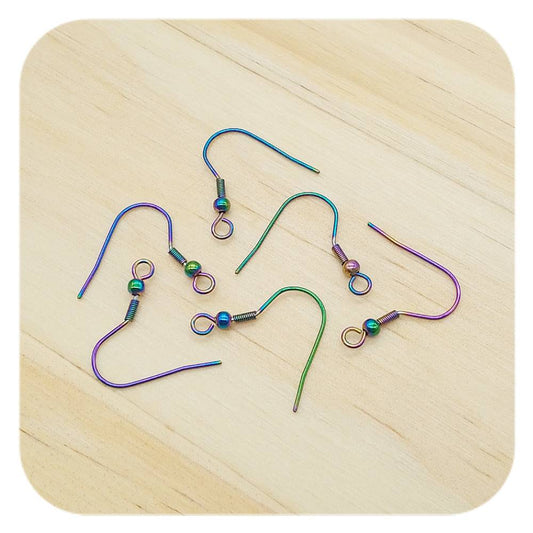 rainbow stainless steel coil and bead earring hooks ear wires