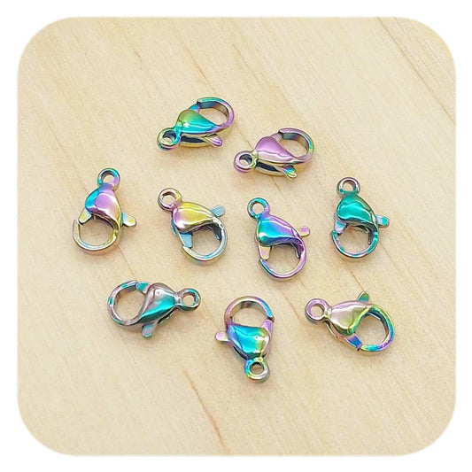 rainbow stainless steel lobster clasps 10mm