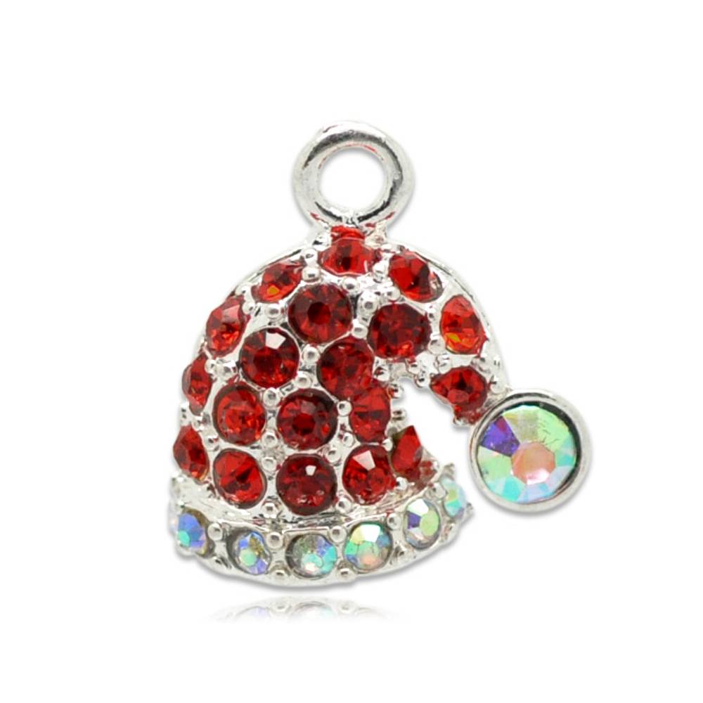 Santa hat CZ silver-plated charms 5 pack