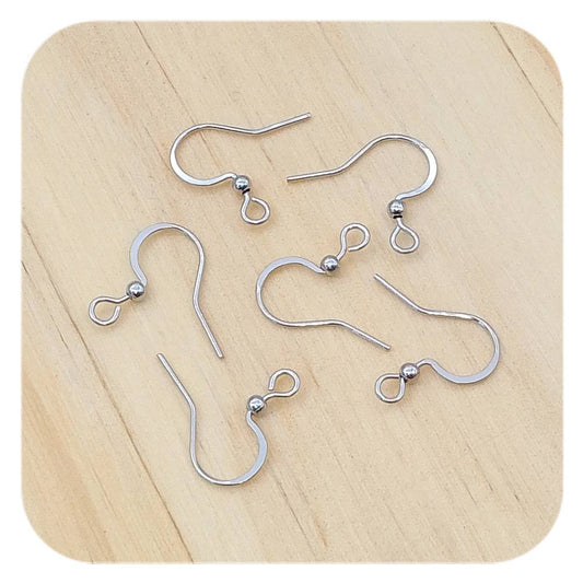 silver stainless steel bead flat earring hooks ear wires