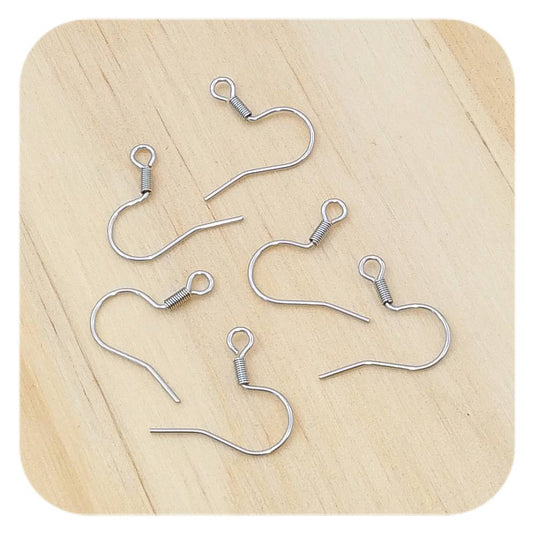 silver stainless steel coil earring hooks ear wires