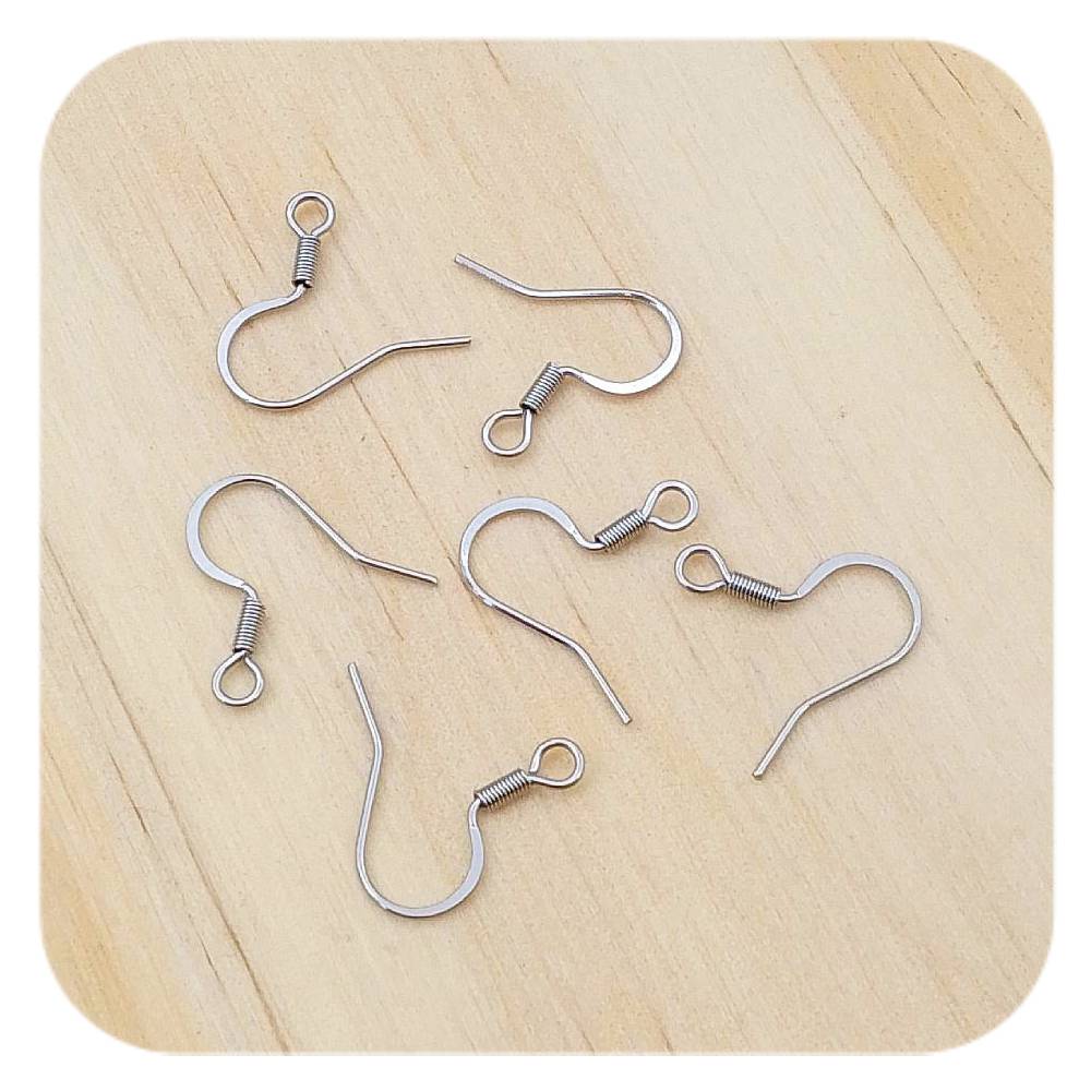 silver stainless steel coil flat earring hooks ear wires