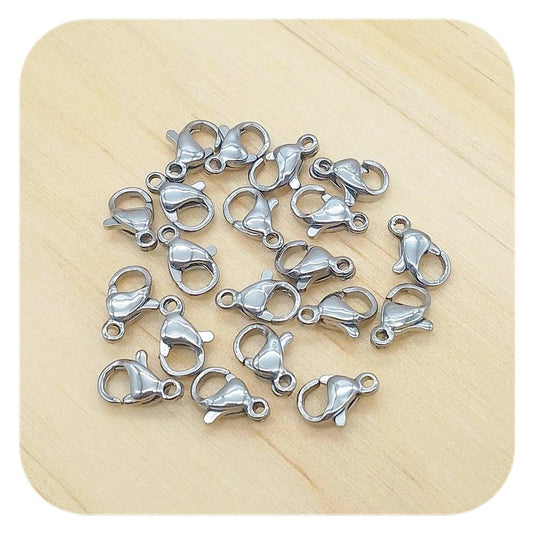 silver stainless steel lobster clasps 10mm