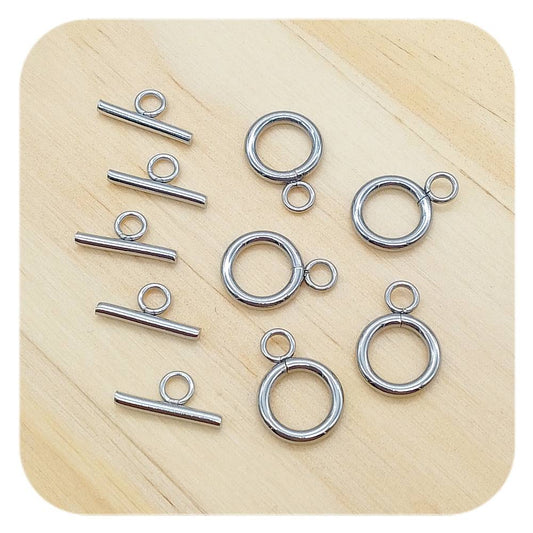 silver stainless steel toggle clasps 5 pack 12mm x 16.5mm