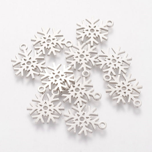 snowflake charms pendants stainless steel