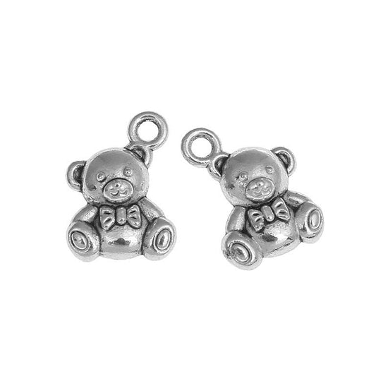 metal teddy bear antique silver charms pendants