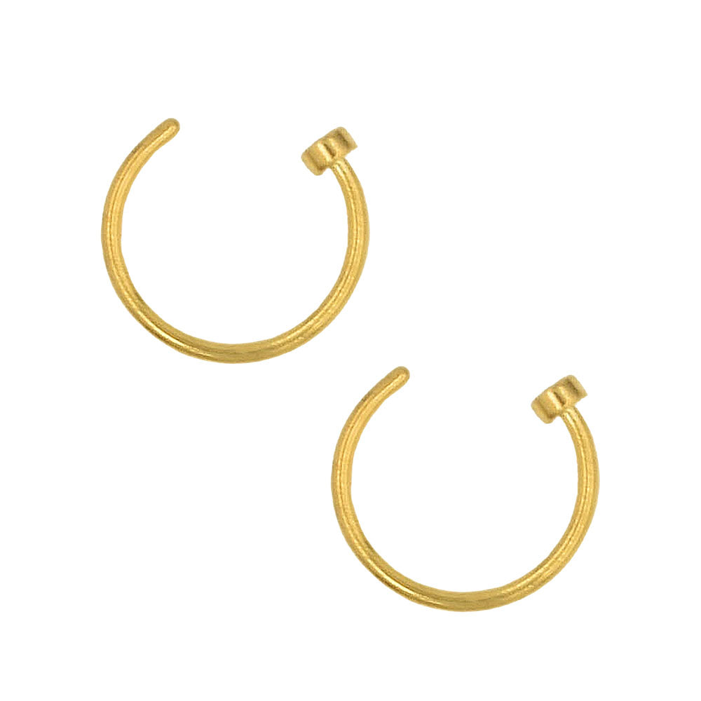 2 Flat Circle Golden Stainless Steel Hoop Nose Rings