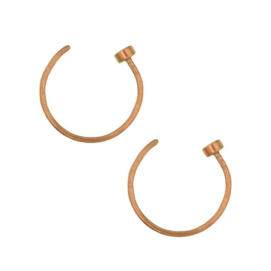 2 Flat Circle Rose Gold Stainless Steel Hoop Nose Rings