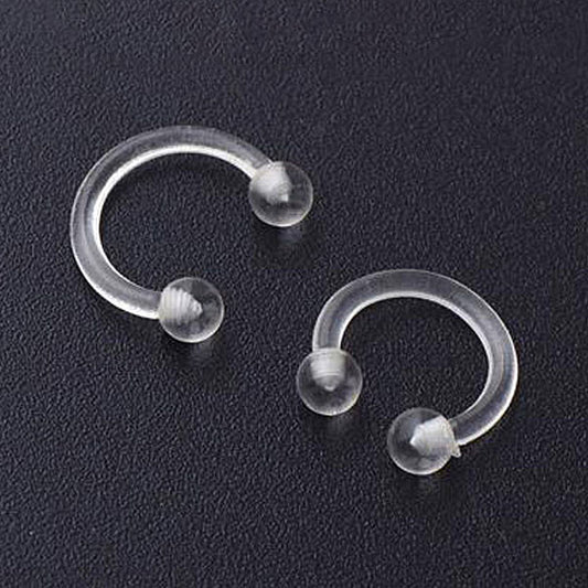 2 Ball Clear Acrylic Flexible Horseshoe Nose Retainers 8|10mm