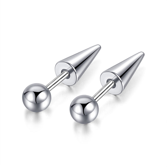 Ball Spike Silver Stainless Steel Ear Studs