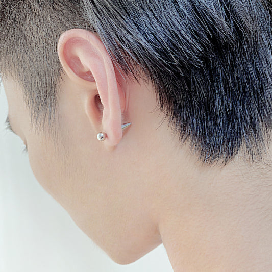 Ball Spike Silver Stainless Steel Ear Studs