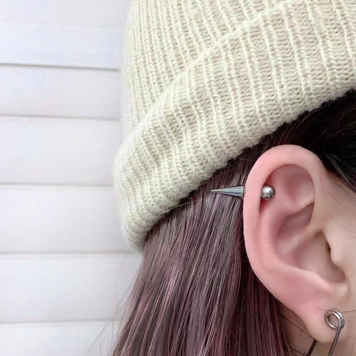 Ball Spike Silver Stainless Steel Ear Studs