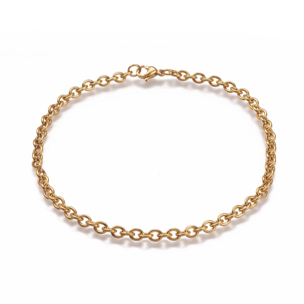 Cable Chain Golden Stainless Steel Anklet