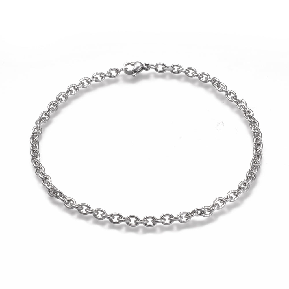 Cable Chain Silver Stainless Steel Anklet