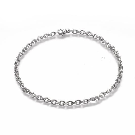 Cable Chain Silver Stainless Steel Anklet