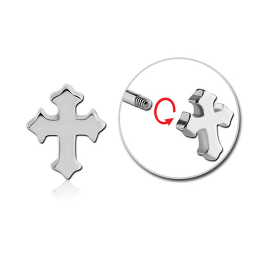 Cross Silver Stainless Steel Externally Threaded Attachment