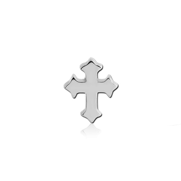 Cross Silver Stainless Steel Externally Threaded Attachment