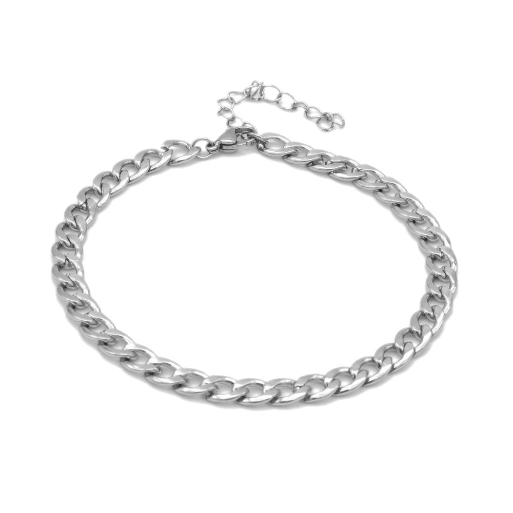 Curb Chain Silver Stainless Steel Anklet