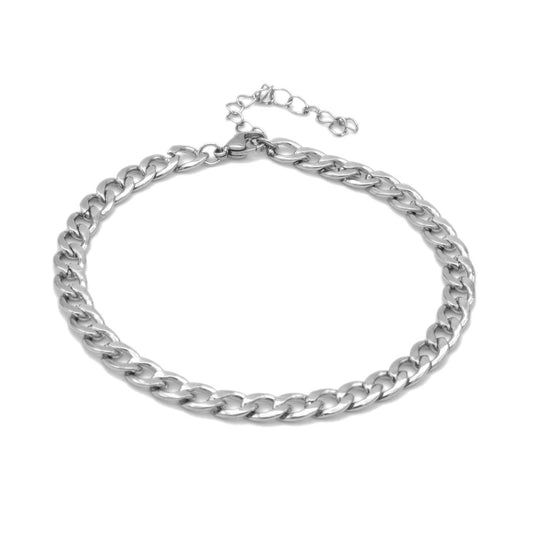 Curb Chain Silver Stainless Steel Anklet